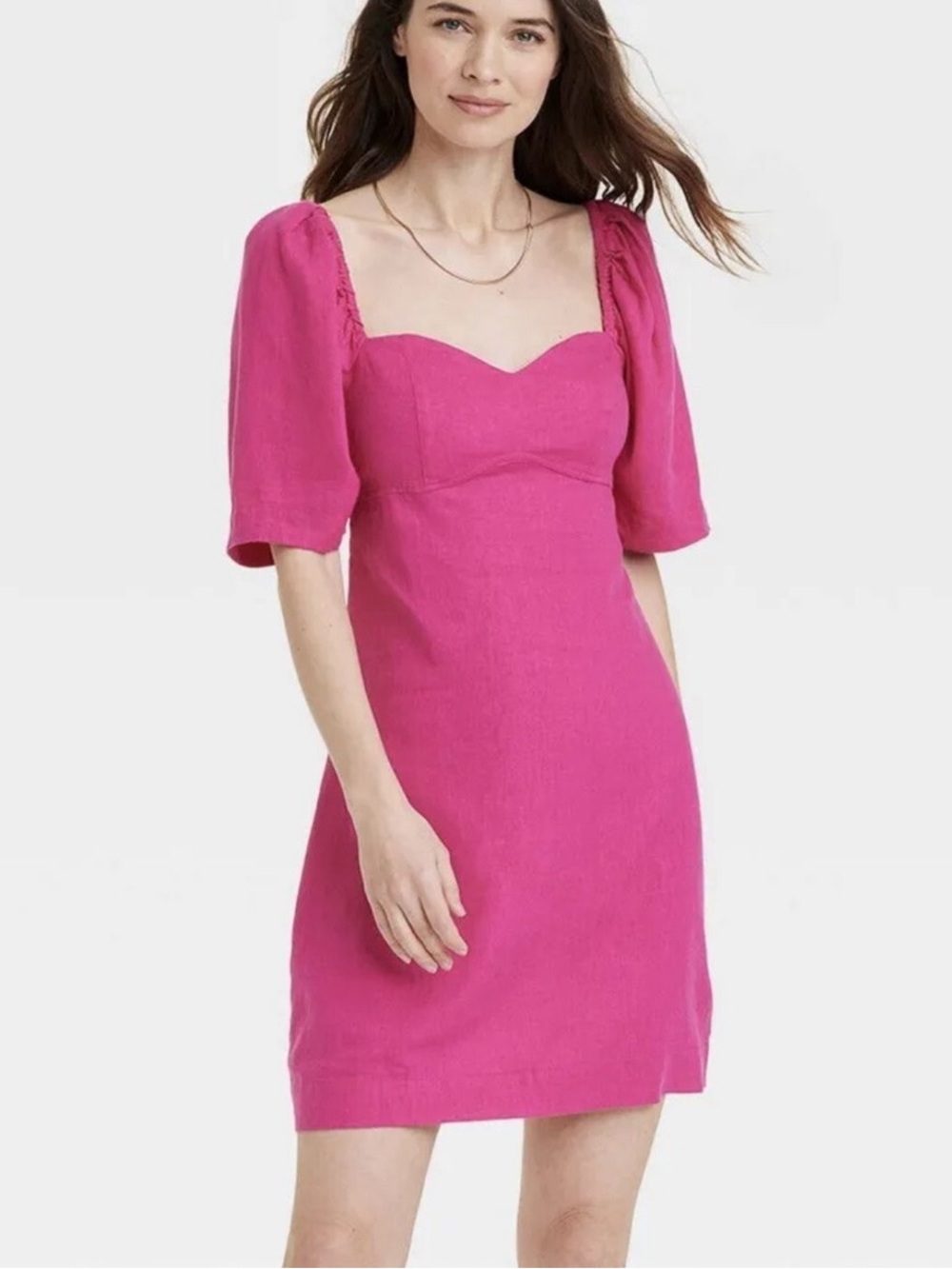 a new day Hot Pink Sweetheart Neck Mini Dress